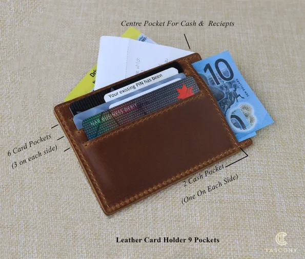 Display of Mens Card Holder with 9 Pockets
