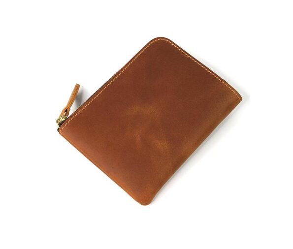 Small Brown Zip Wallet with Cash Pocket