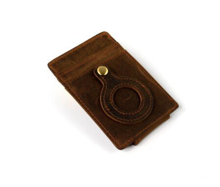 Money Clip Card Holder Distressed Brown Leather