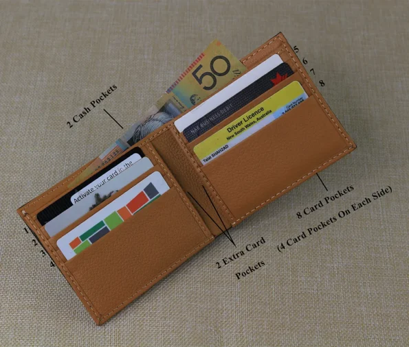 Display of Billfold Pebbled Leather Wallet Mens Two Tone