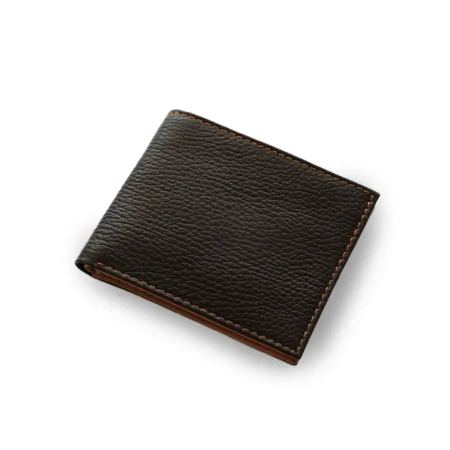 Dark Brown Pebbled Leather Billfold Wallet