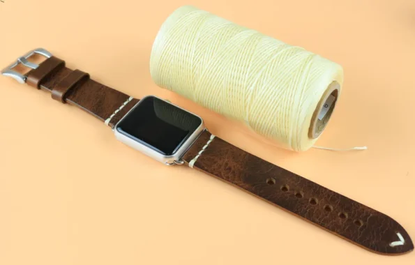 Display of Brown Vintage Leather Apple Watch Band