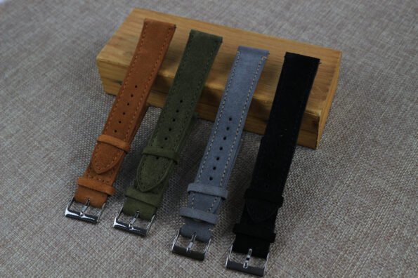Watch Stap in four different colors are displayed together .Manufactured by TASCONY