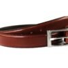 Tan mens belt with silver pin buckle