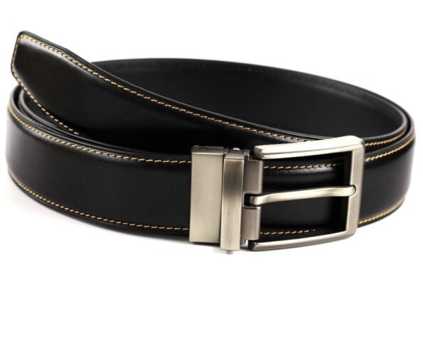 real leather belt with silver pin buckle