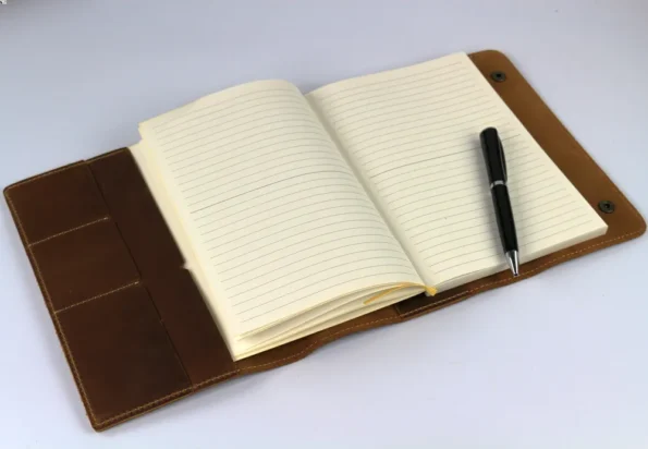 Display of Brown Leather Journal