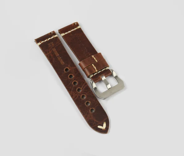 Back/inside of Dark Brown Vintage Leather Watch Strap