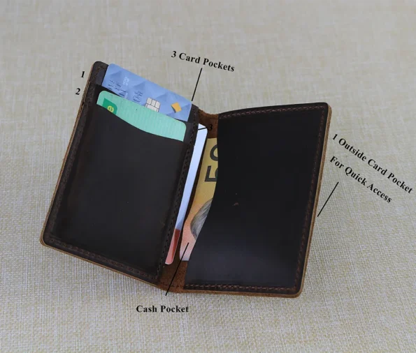 Display of Card Wallet Dark Brown with Five Pockets