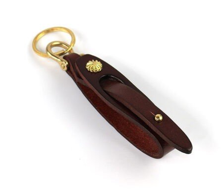 Display of Dark Brown Leather Keychain for Women