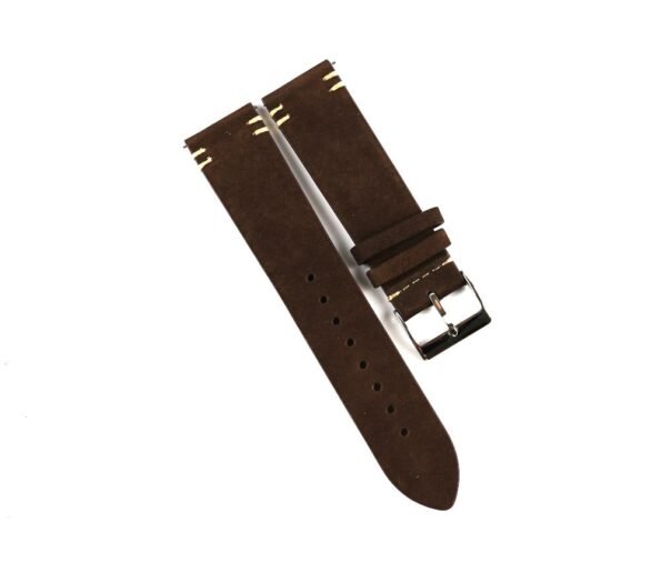 Nubuck Watch Strap: Luxuriously soft with a touch of luxury, designed for dress watches. Minimal stitching, quick release spring bar, and easily convertible to an Apple Watch band for a versatile and sophisticated look.