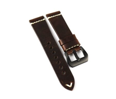 Sophisticated vintage leather watch straps, Italian top-grain distressed leather, and a smooth, formal finish.