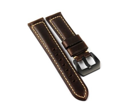 Brown Leather Watch Band: Versatile accessory in various colors and sizes, convertible to Apple Watch band. Features a quick-release spring bar for effortless customization."