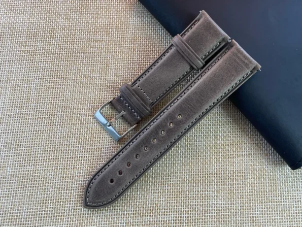 Dark Grey Vegetable Tanned Leather Watch Strap Quick Releas