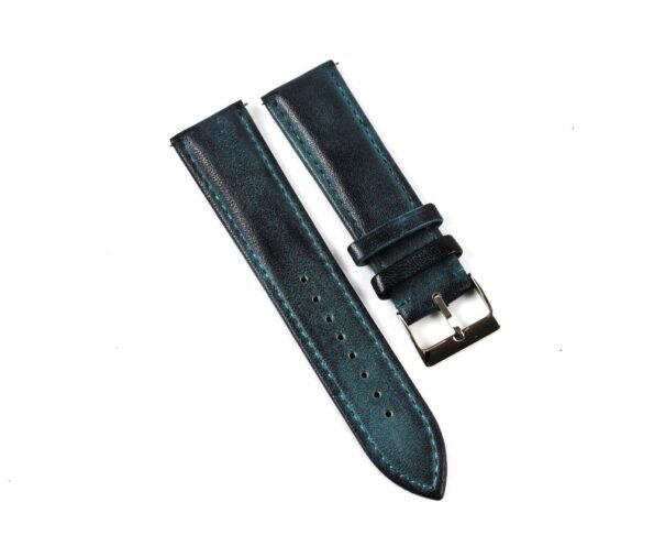 Blue Leather Watch Strap: A luxuriously soft accessory designed for corporate men and women. Features a quick-release spring bar for convenient customization. Available in sizes 20/22 mm