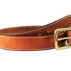 Mens Brown Leather Belt with Gold Buckle