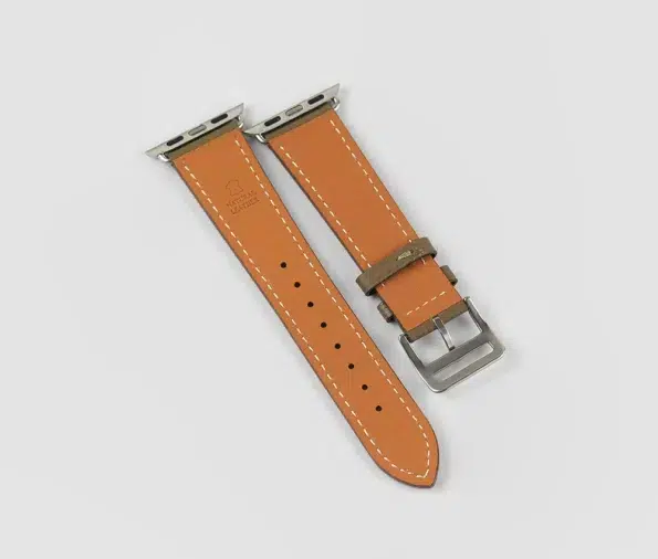 Back side / inside Grey Epsom Leather Apple Watch Band