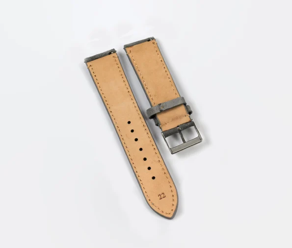 Back/inside of Grey Suede Leather Watch Strap