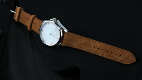 Brown Watch Strap Suede Quick Release in a display