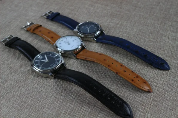 Collection of Green,Brown and Black leather watch straps