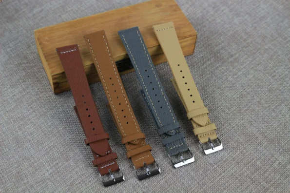 selection of Grey , brow,tan,cream Epsom Leather Watch Straps