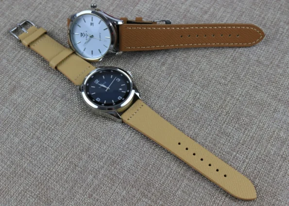 A perfect Display of Cream and brown Epsom Leather Watch Strap