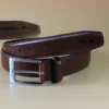 Men's Tan Belt with Silver Pin Buckle-Genuine Leather -Albert - Image 2