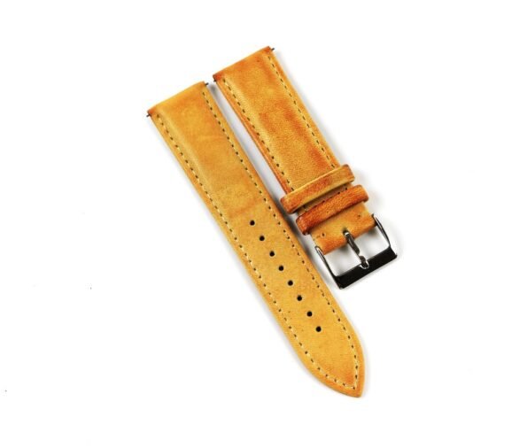 Brown leather watch band, available in sizes 20 and 22 MM, suitable for men and women. Features a quick-release spring bar for convenient use