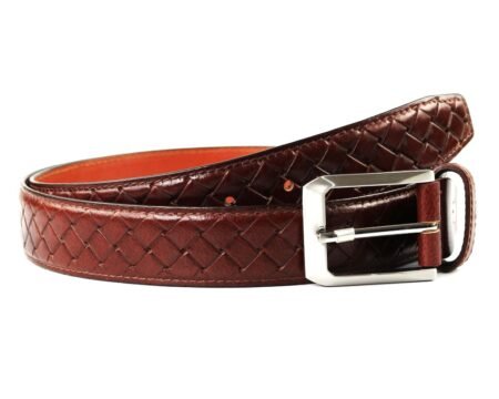 Mens Brown Belt with Silver Buckle