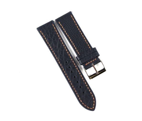 Navy blue leather watch strap with quick-release spring bar, suitable for men and women, sizes 18 | 20 | 22 MM.