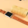 Display of Orange Vegetable Tanned Leather Apple Watch Band