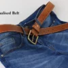 Luxury Everyday Mens Brown Leather Belt - Gold Buckle - Image 3