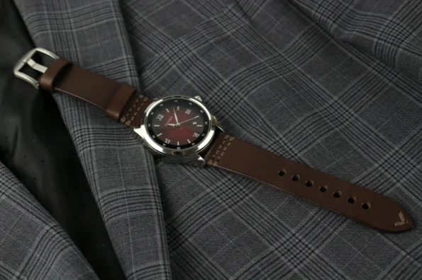 Dark Brown Italian Vegetable Tanned Leather Watch Strap