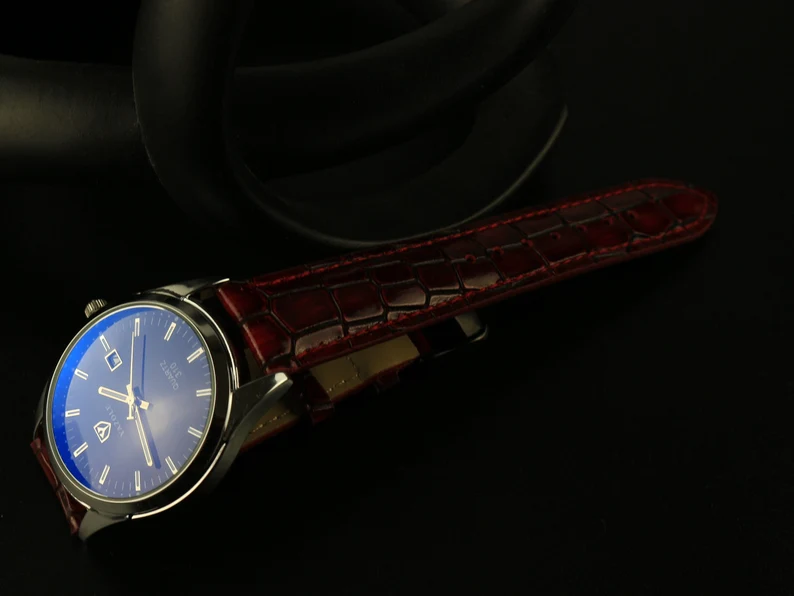 red crocodile watch strap