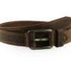 Vintage Brown Double Stitch Casual Leather Belt