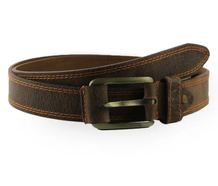 Vintage Brown Double Stitch Casual Leather Belt