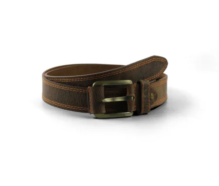Vintage Brown Double Stitch Casual Leather Belt