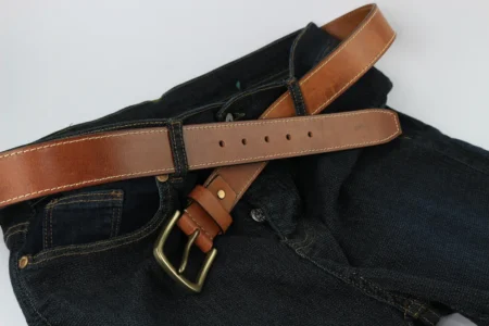Brown Leather Belt for Men with jeans