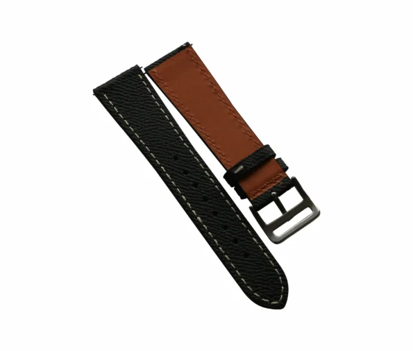 Quick Release Black Epsom Leather Watch Strap Contrast Stitch 20/22mm - Image 5