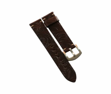 Brown Flower Pattern Leather Watch Strap