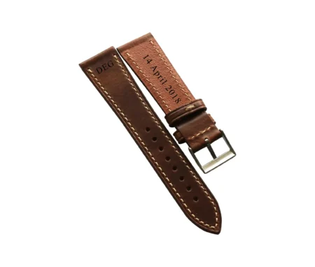 Personalised Italian Brown Leather Watch Strap/20mm 22mm