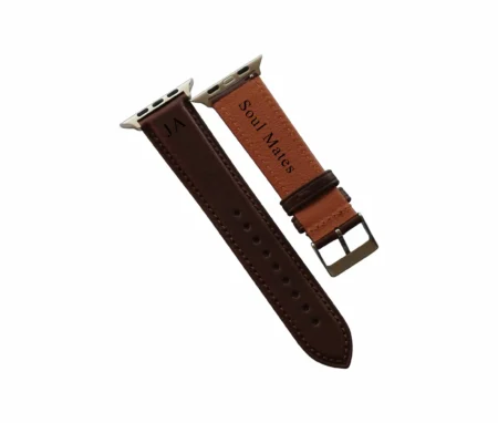 Personalised Chocolate Brown Leather Apple Watch Band