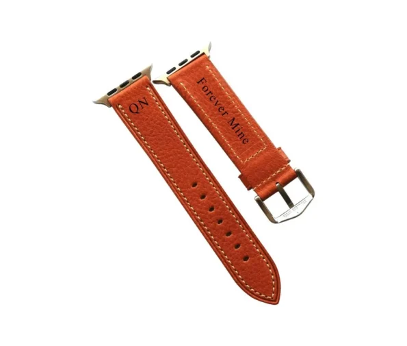 Personalised Brown Soft Italian Leather Apple Watch Band