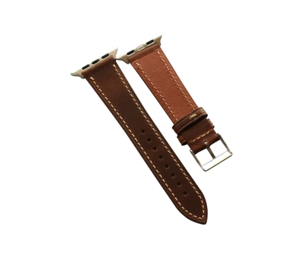 Italian Brown Leather Apple Watch Band 01