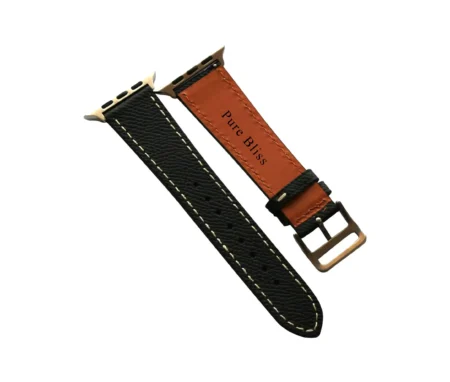 Personalised Black Classic Epsom Leather Apple Watch Band