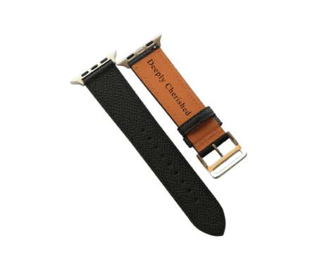 Personalised Black Epsom Leather Apple Watch Band