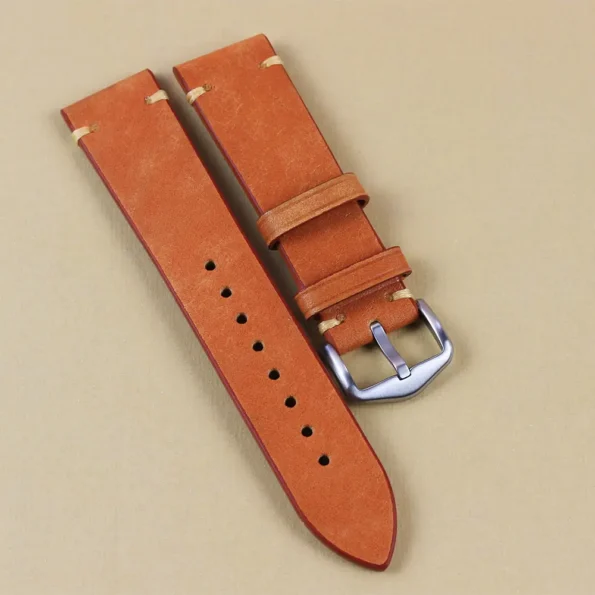 Brown Italian Frosted Leather Watch Strap