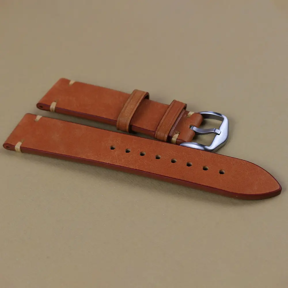 Brown Italian Frosted Leather Watch Strap