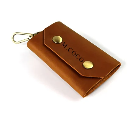 Personalised Brown Leather Key Case