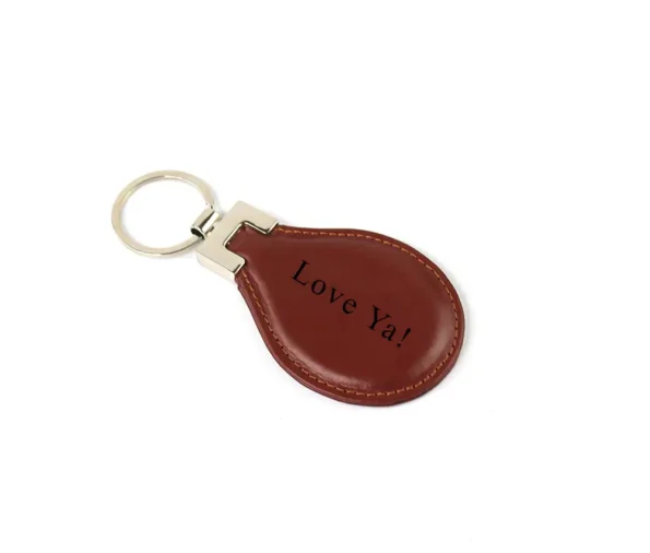 Personalised Brown Leather Minimalist Keychain