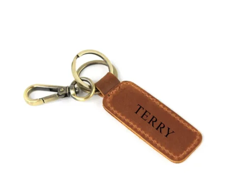 Personalised Brown Leather Key Chain